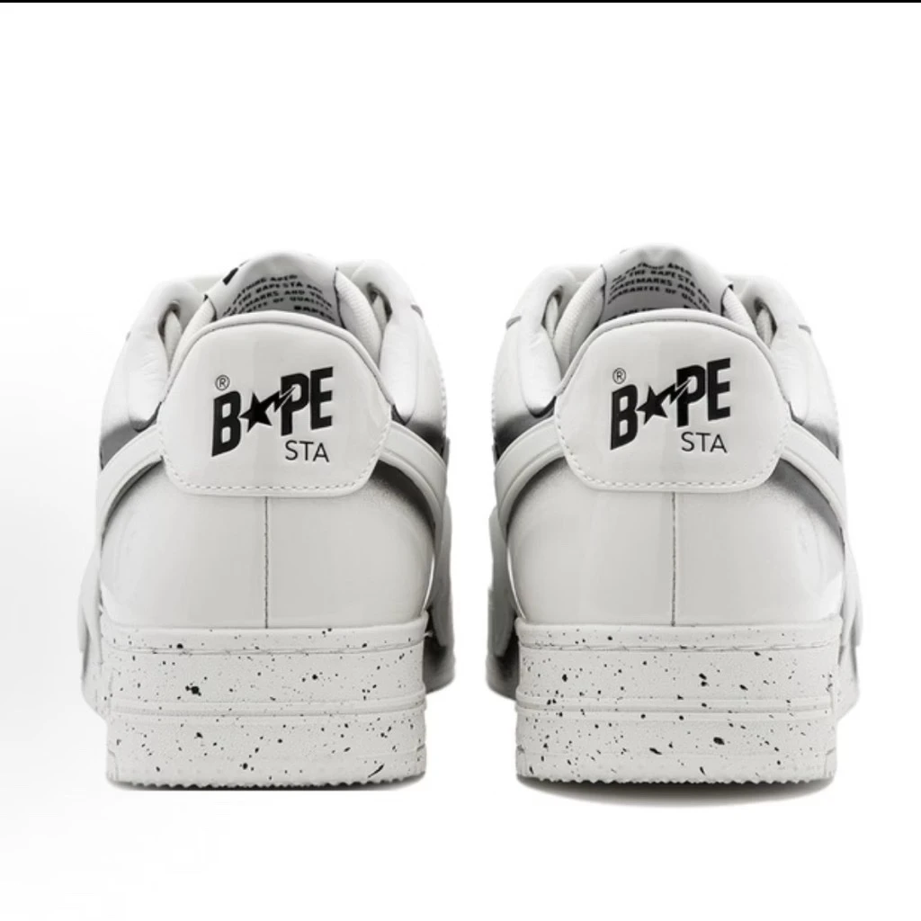 A Bathing Ape Bape BapeSTA OS 米白漆皮 大流星 噴漆潑墨效果