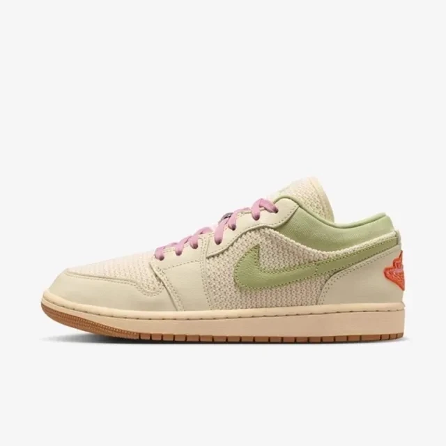 NIKE WMNS Air Jordan 1 Low SE 女 休閒鞋 編織 米綠粉 II0569-100