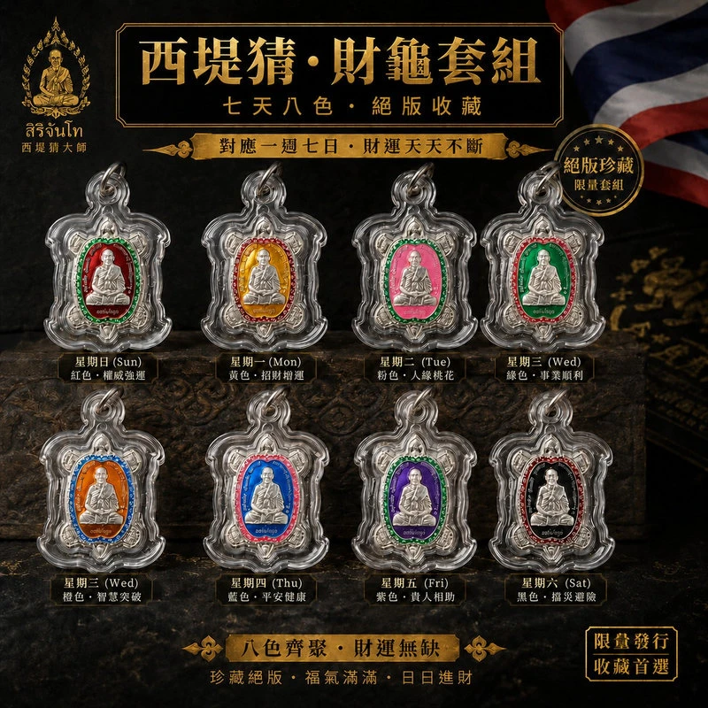 西堤猜・財龜套組｜七天八色・絕版收藏｜全年守護・財運天天不斷