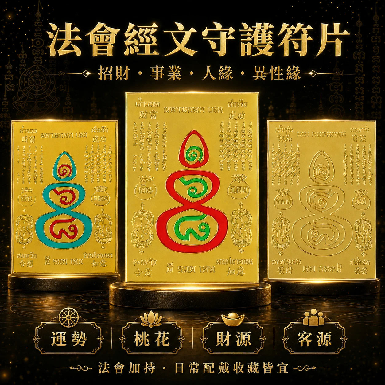 買2送1回饋福利-事事順心 法會經文守護符片 招財 事業 人緣 異性緣 運勢 桃花 財源 客源 正牌