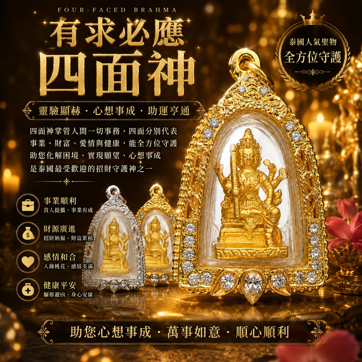 有求必應 四面神｜泰國人氣聖物・全方位守護｜心想事成・助運亨通