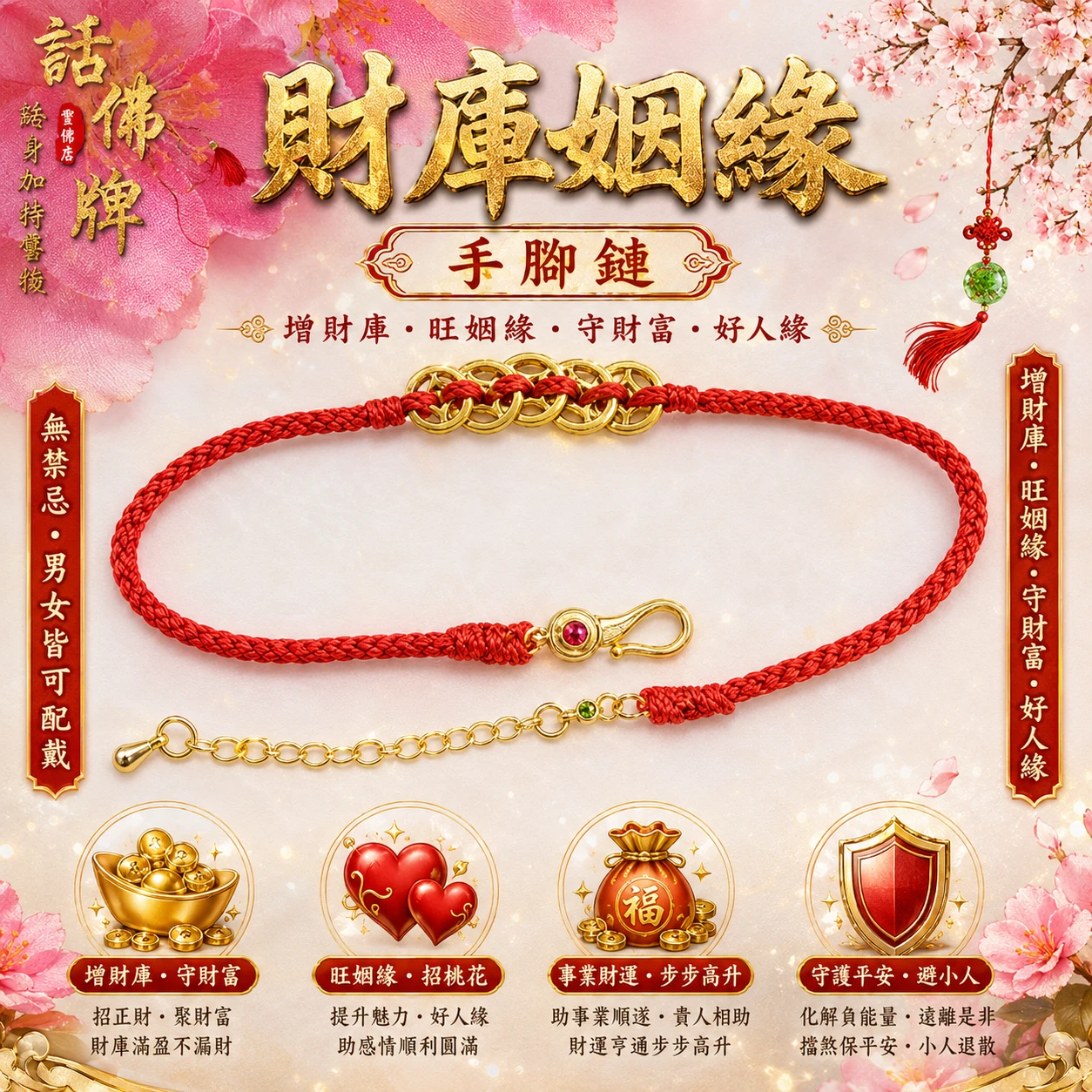 🔥話佛牌現貨🔥財庫桃花姻緣手腳鏈｜守財增財・好人緣・事業財運