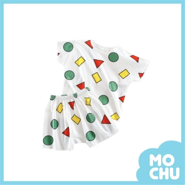 方塊圈圈短袖睡衣(三色)