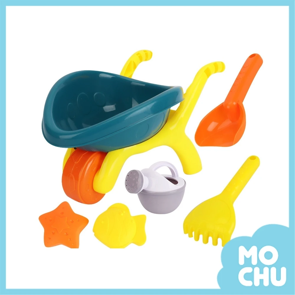 彩色手推車沙灘玩具六件組