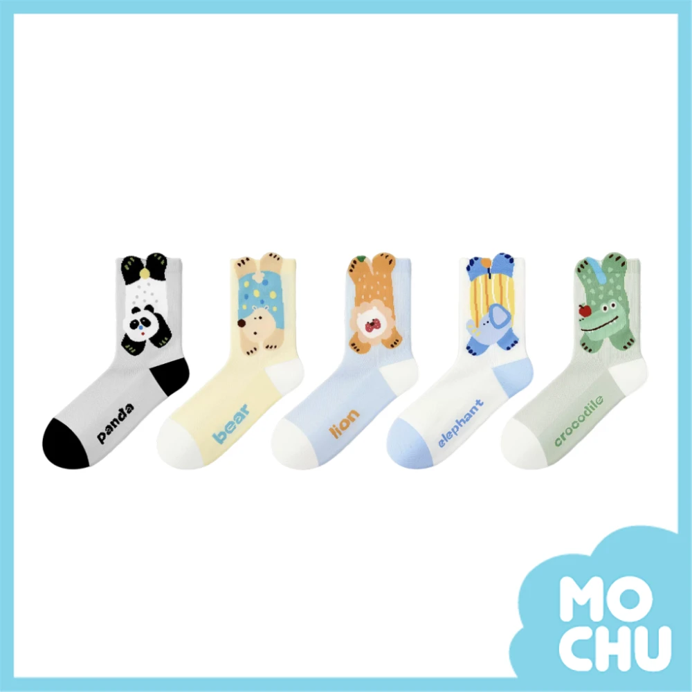 趴趴動物網眼透氣襪五入組