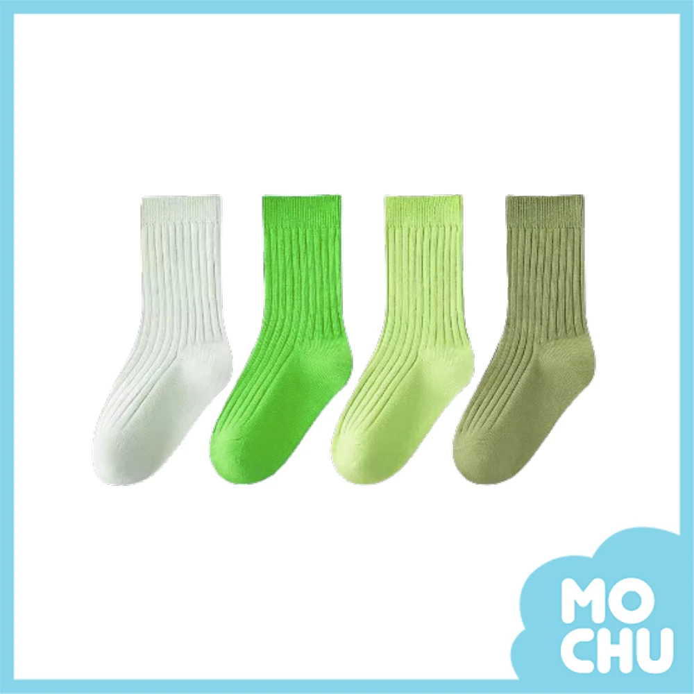 素面抗菌防臭中筒襪四入組(四色)