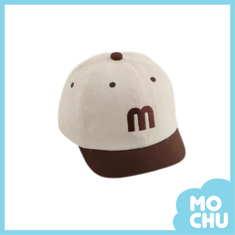 拼色刺繡m字鴨舌帽(六色)