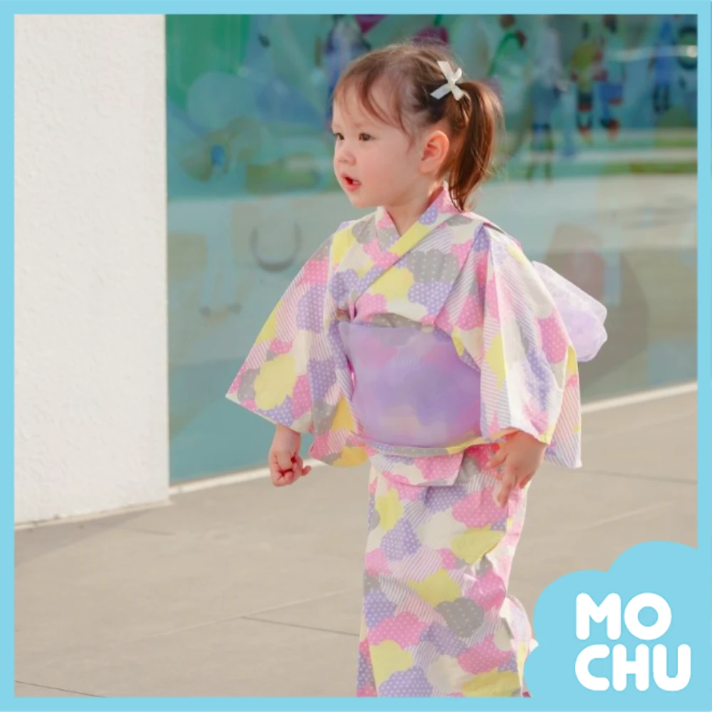 彩色雲朵和服三件組