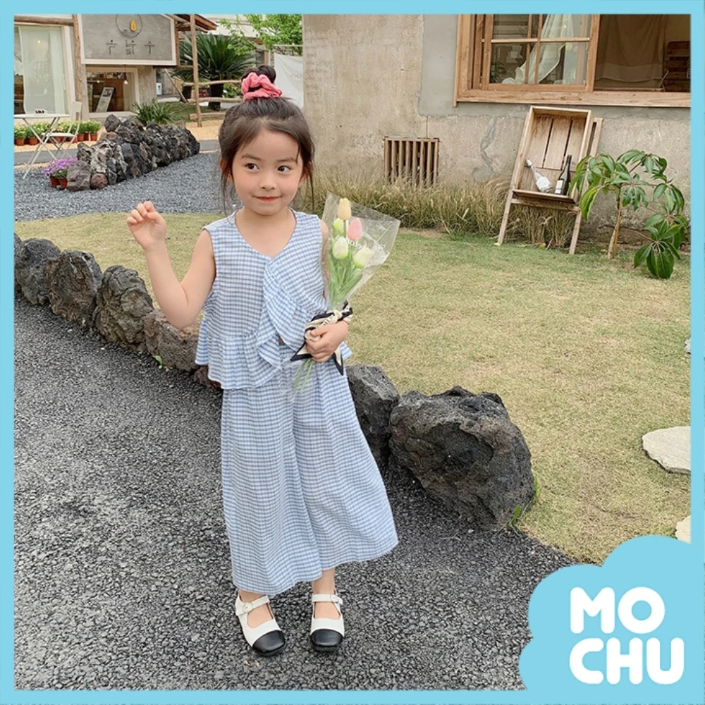 格子花邊背心套裝
