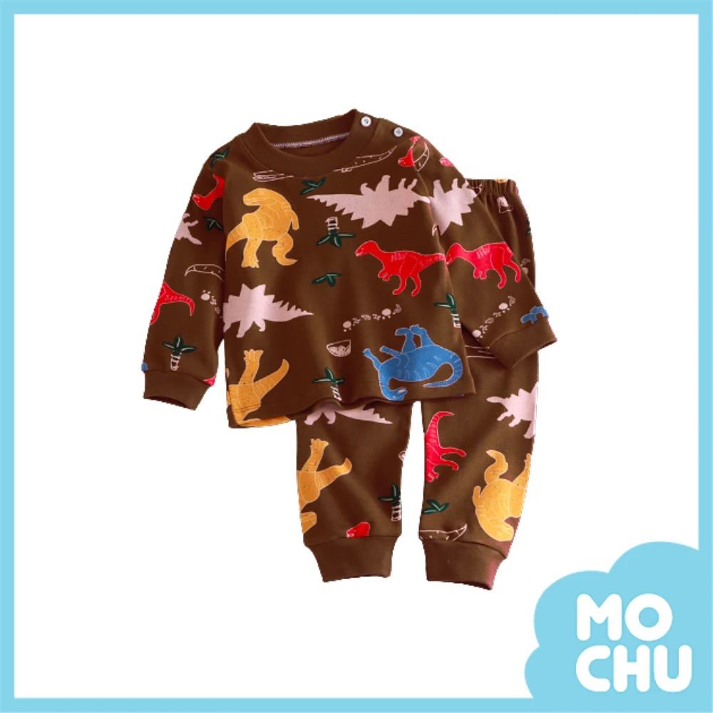 深咖啡色三種恐龍家居服套裝