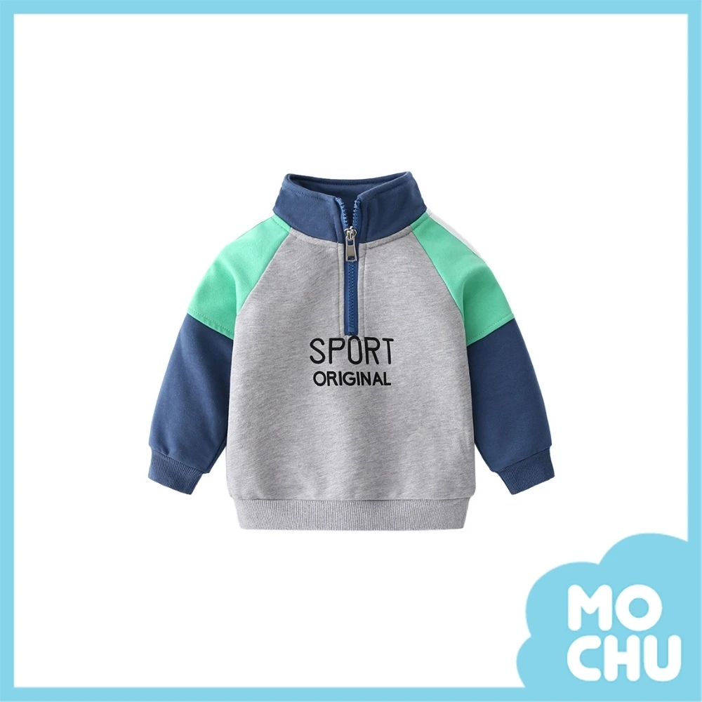 撞色SPORT字母套頭衛衣