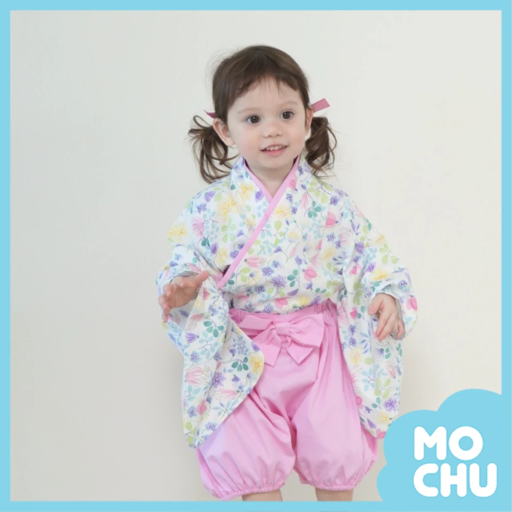 粉紫花朵小和服套裝