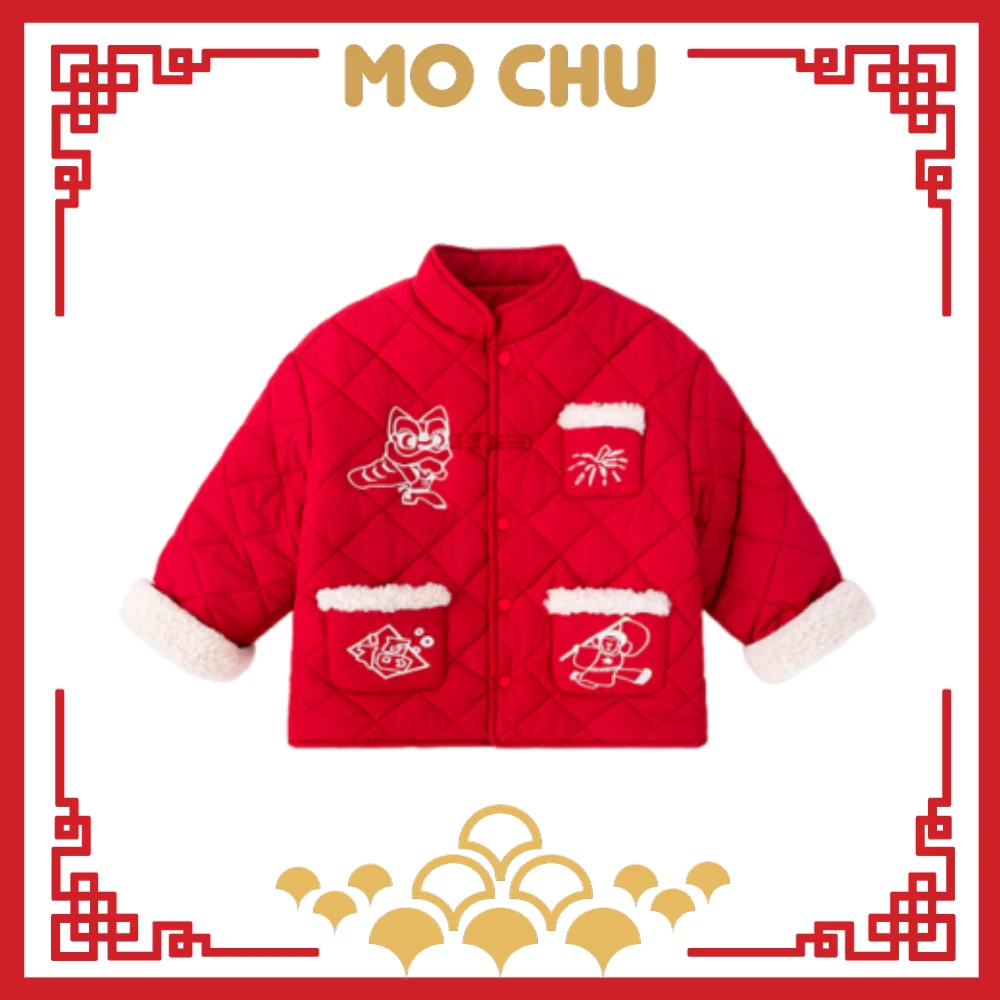 (110cm現貨)新年喜事多口袋加絨外套(二色)