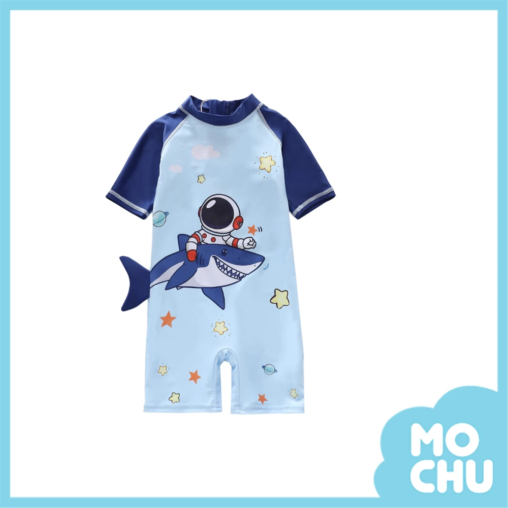 鯊魚遊太空立體連身泳裝