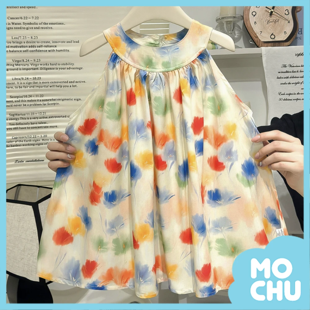 森系藝術大裙襬洋裝-繽紛花朵
