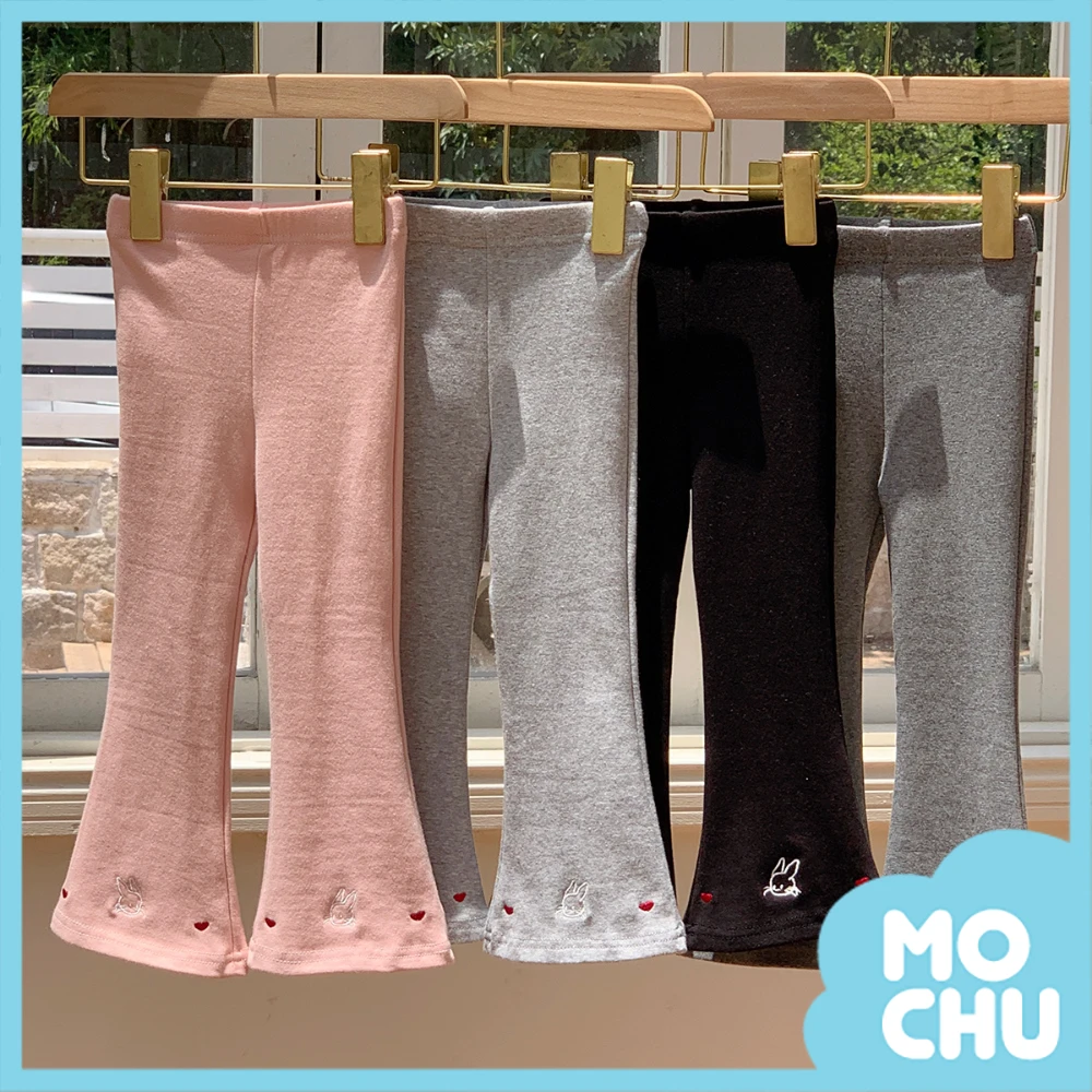 愛心兔刺繡小喇叭褲(四色)