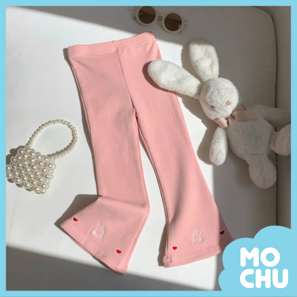 愛心兔刺繡小喇叭褲(四色)