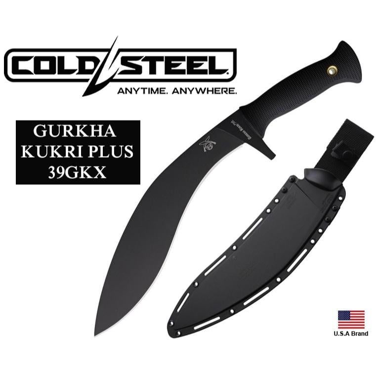 美國Cold Steel冷鋼直刀砍刀GURKHA KUKRI PLUS全黑52100碳鋼Kray-Ex握柄CS35GKX