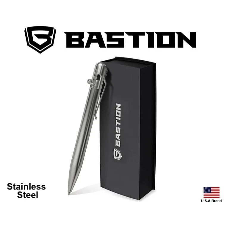 美國Bastion堡壘筆防衛款REGAL Stainless Bolt Action Pen不銹鋼側推結構BSTN223