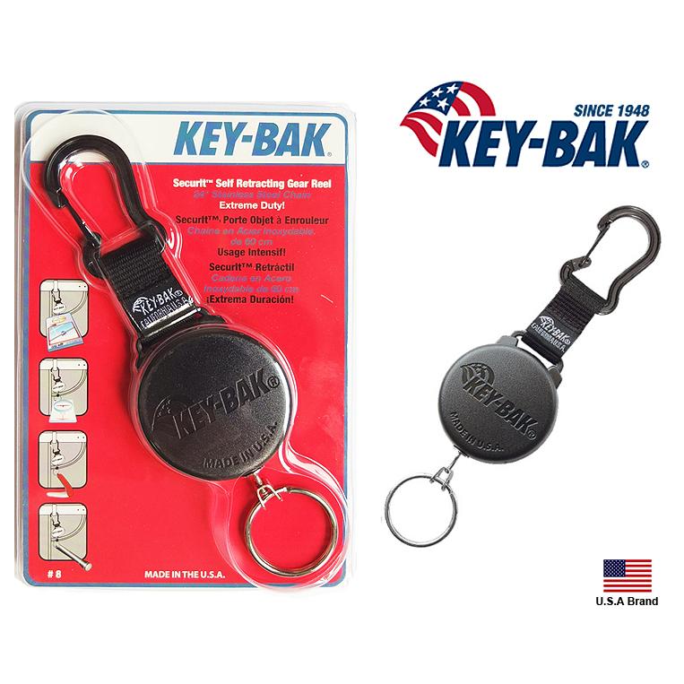 KEY-BAK美國SECURIT系列D型環24吋<不銹鋼鍊>伸縮線鑰匙圈,可搭載15隻鑰匙【KB0008-003】