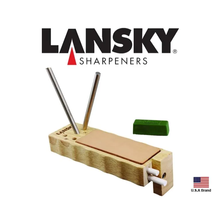 Lansky美國磨刀器Turn Box Crock Stick四陶瓷棒雙角度木座皮革蕩刀青土磨刀系統LCD5DL