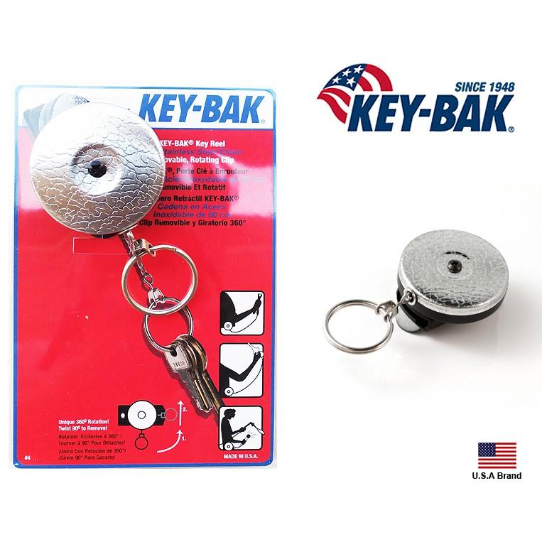 KEY-BAK美國360度旋轉背夾24吋長不銹鋼鍊鑰匙圈,可負重15隻鑰匙(銀色)【KB0004-011】