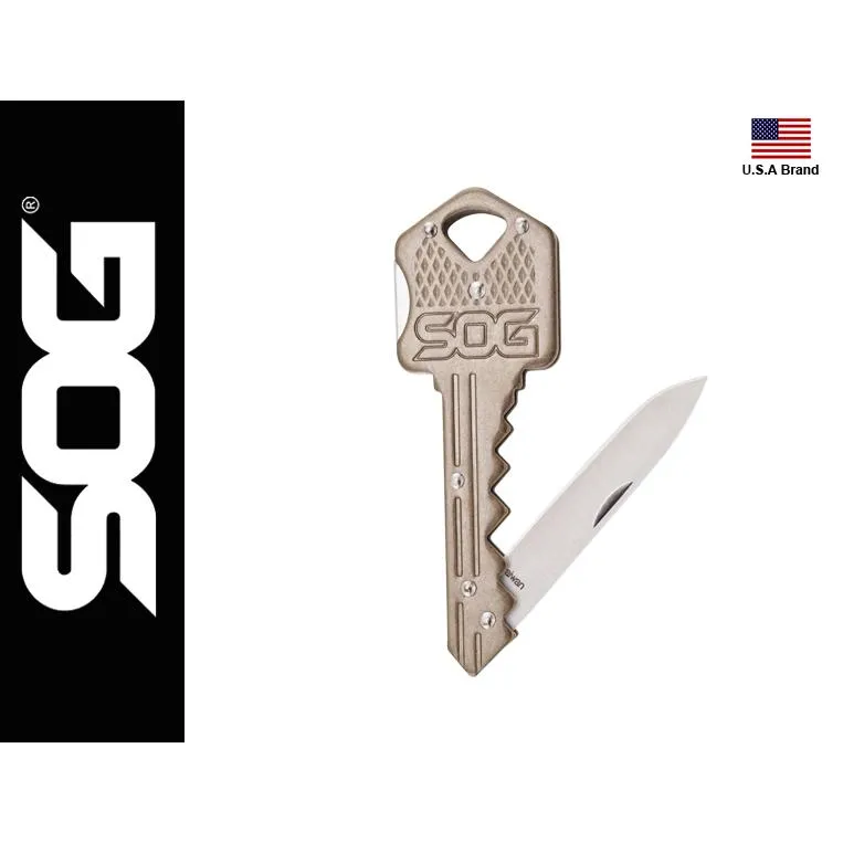 美國SOG特偵組折刀Key Knife不銹鋼鑰匙刀黃銅色 SOGKEY102-CP