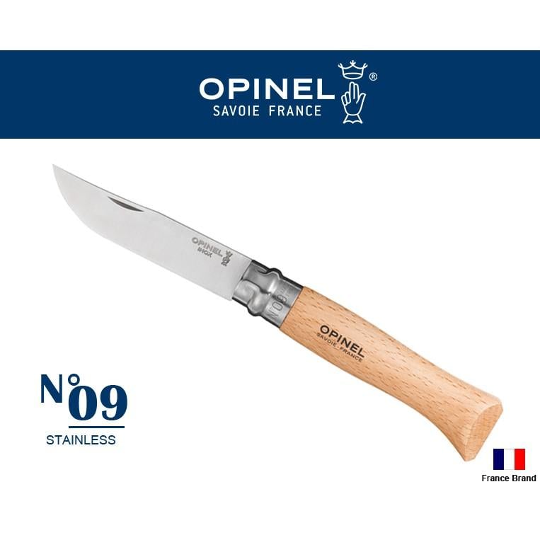 Opinel法國不銹鋼折刀No09櫸木刀柄,法國製造OPI001083
