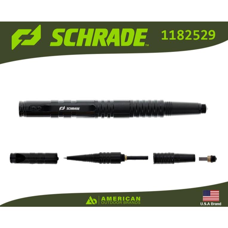 美國Schrade Reckon鋁合金防身筆Kubaton造型破窗錐打火石求生哨SCH1182529