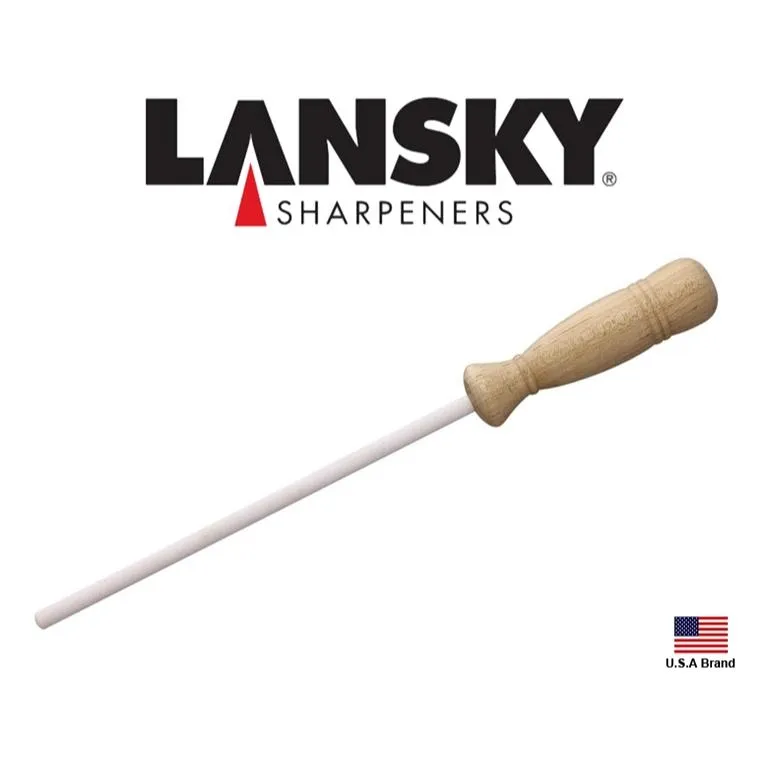 Lansky美國20公分長陶瓷棒(1000番)木柄磨刀器磨刀棒【LSS8CF】