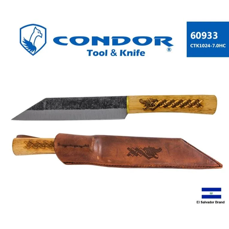 薩爾瓦多Condor直刀Norse Dragon seax 1095高碳鋼核桃木握柄附皮鞘 Con60933