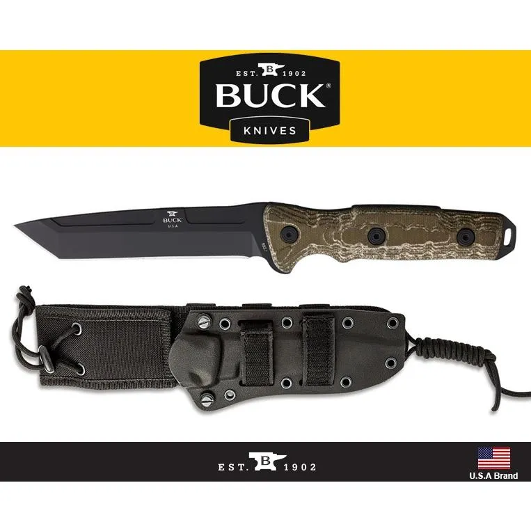 Buck美國巴克直刀GCK 5160高碳鋼Tanto黑色Cerakote陶瓷鍍膜G10握柄附刀鞘【BU0893BO-B】