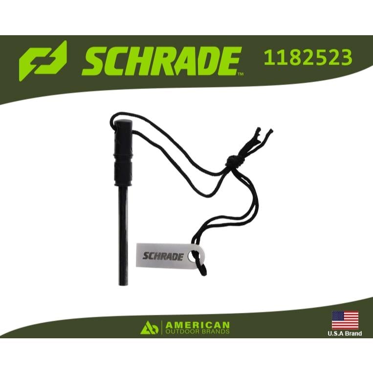 美國Schrade Fire Starter鈰鐵合金打火棒防滑橡膠柄附刮片與掛繩SCH1182523