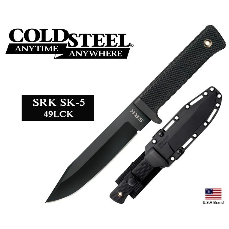 美國Cold Steel冷鋼經典SRK直刀SK-5鋼黑色塗層附刀鞘 CS49LCK