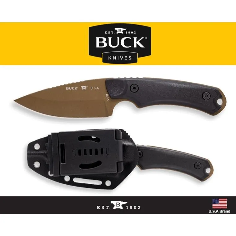 Buck美國巴克刀具Alpha Hunter古銅色陶瓷塗層420HC鋼附刀鞘與腰掛模組扣具0664BKS1-B