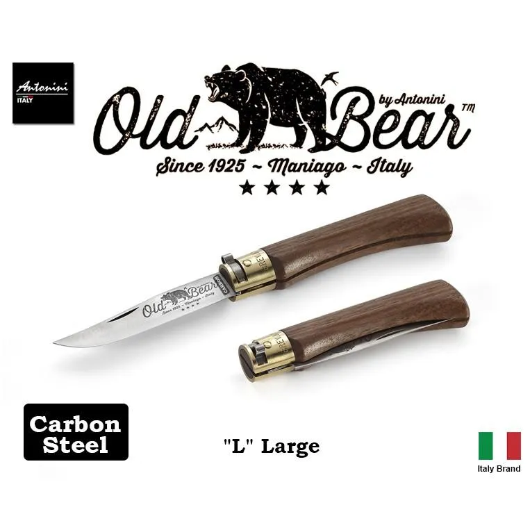 義大利 Antonini Knives Old Bear Carbon碳鋼版 L號核桃木柄折刀OB001CL