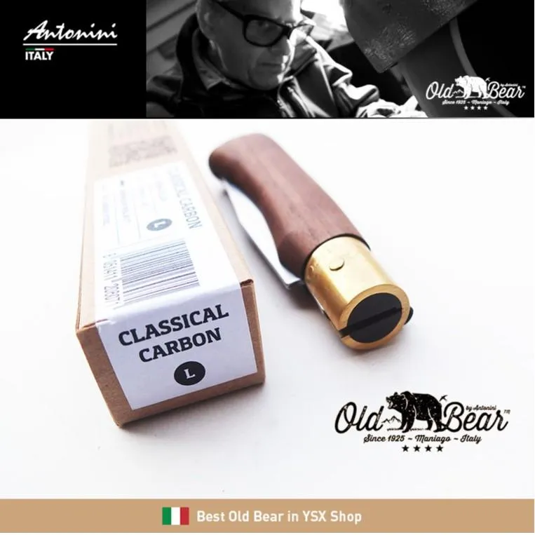 義大利 Antonini Knives Old Bear Carbon碳鋼版 L號核桃木柄折刀OB001CL