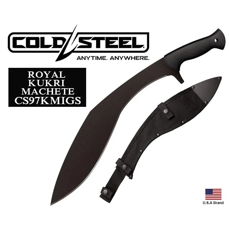 美國Cold Steel冷鋼15吋ROYAL KUKRI MACHETE直刀砍刀65MN鋼附刀袋 CS97KMIGS