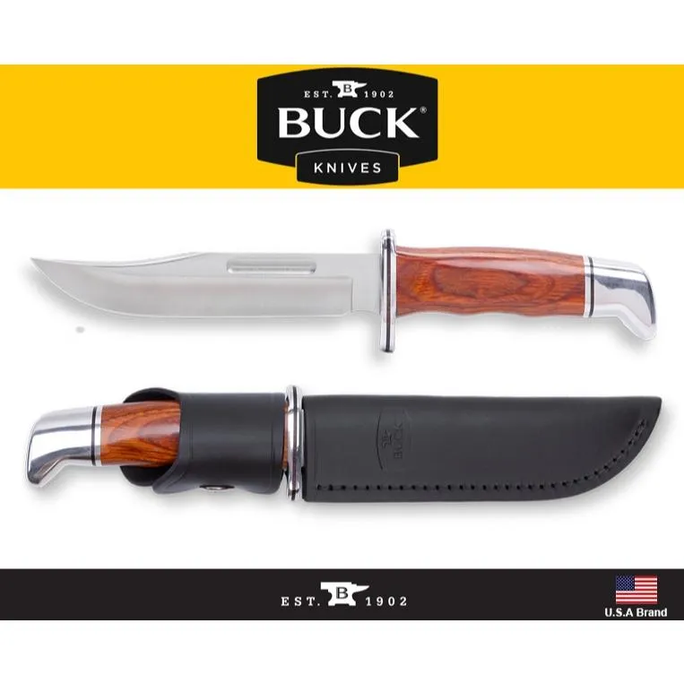 Buck美國巴克直刀經典Buck 119可可波羅木柄420HC鋼附皮質刀鞘【BU0119CCS1-B】