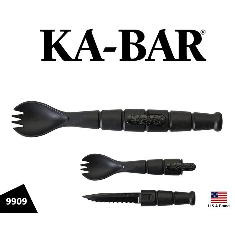 美國Ka-Bar湯匙鋸齒刀二合一Tactical Spork隨身戶外餐具Grilamid無毒材質KA9909
