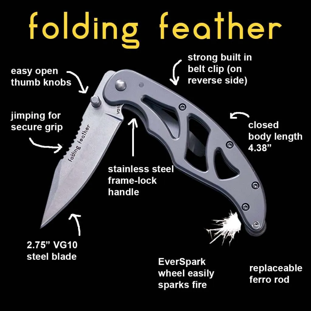 美國Outdoor Element Feather尾部快速點火骨架折刀VG10鋼刀附背夾【OEFFK】
