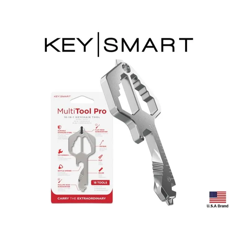 美國KeySmart MultiTool Pro18合1多功能鑰匙造型工具片420不鏽鋼鑰匙圈配件KS826-SS