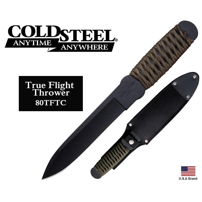 美國Cold Steel冷鋼True Flight Thrower直刀1055碳鋼黑色塗層傘繩附刀鞘【CS80TFTC】