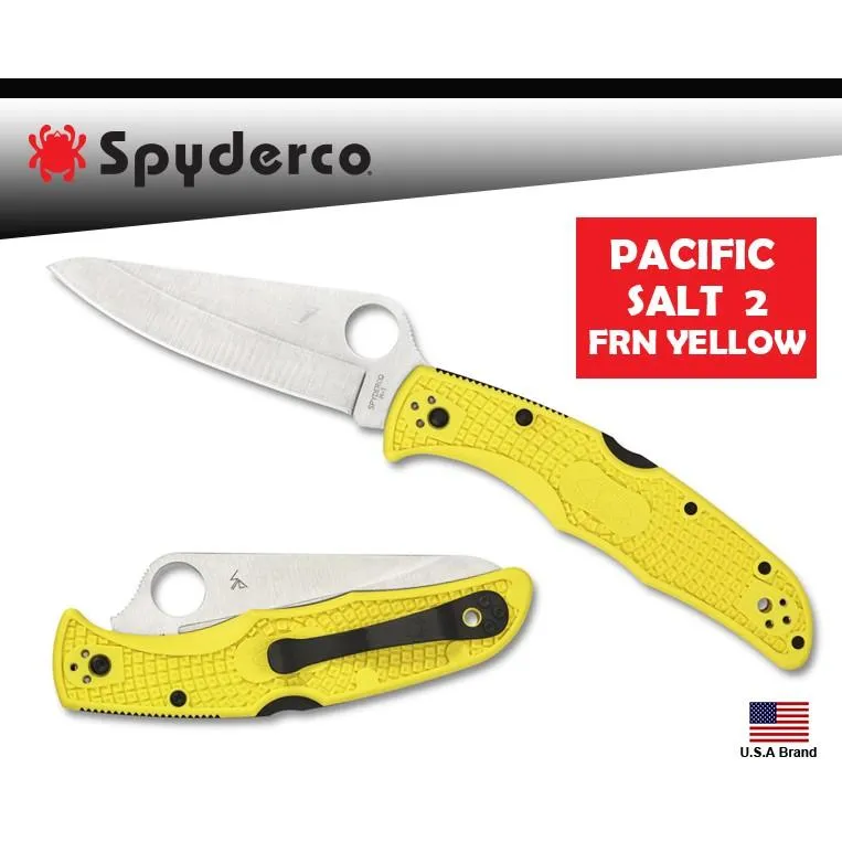 Spyderco美國蜘蛛PACIFIC SALT 2折刀FRN黃柄日本H-2鋼附背夾C91PYL2