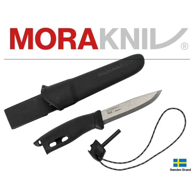 Morakniv瑞典莫拉刀Companion Spark不鏽鋼10.4cm刃長附鞘打火棒傘繩【Mor13567】