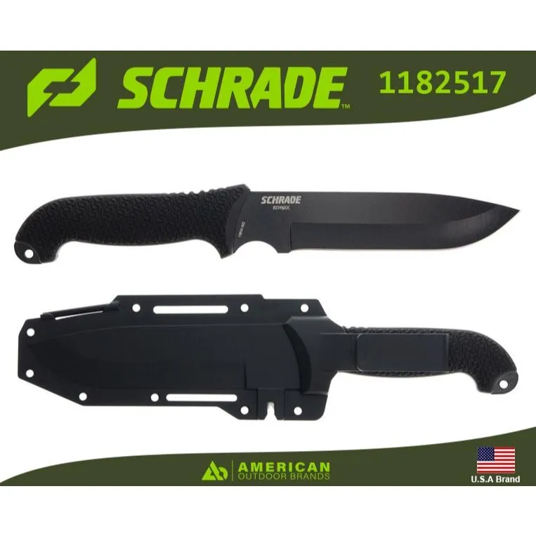 美國Schrade直刀Bedrock 4.5mm厚刃AUS-8高碳鋼附多功能硬殼刀鞘 SCH1182517