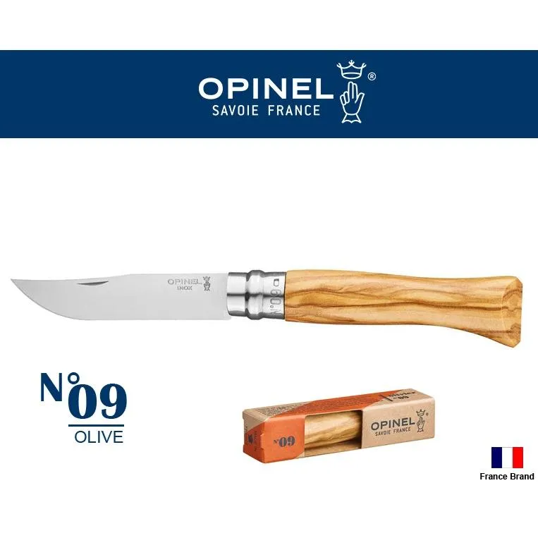 Opinel法國不銹鋼折刀No09橄欖木柄,法國製造【OPI002426】