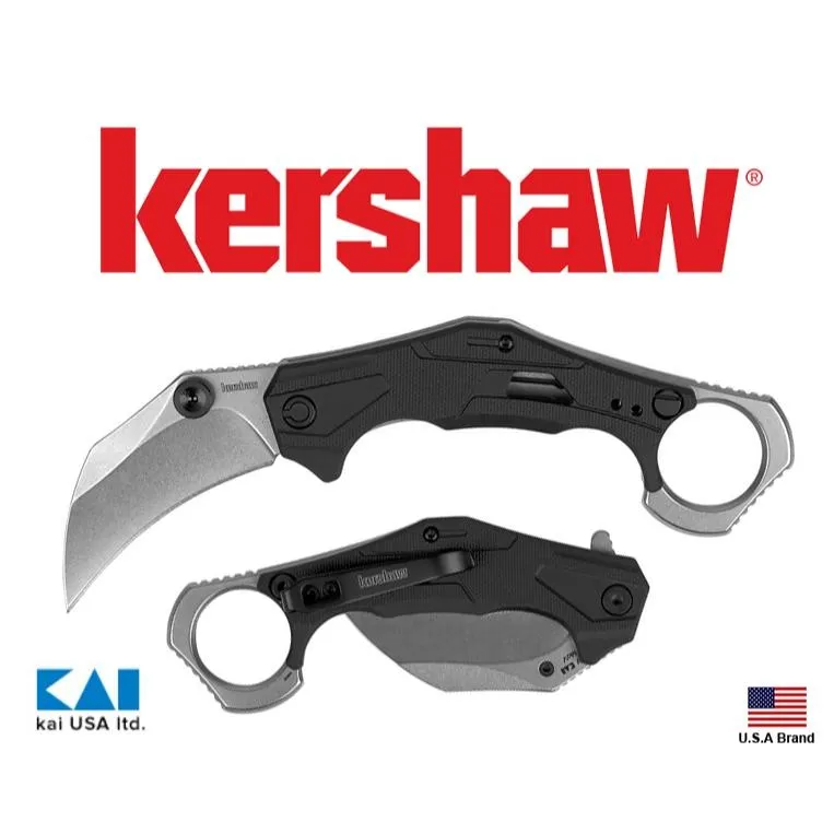 美國Kershaw刀具爪刀快開Outlier 8Cr13MoV石洗銀不銹鋼GFN握柄附背夾 KS2064SW
