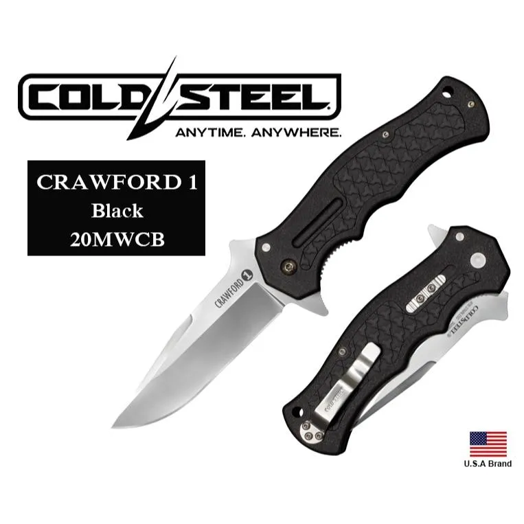 美國Cold Steel冷鋼折刀Crawford Model 4116鋼黑柄附輔助加強鎖定裝置 CS20MWCB