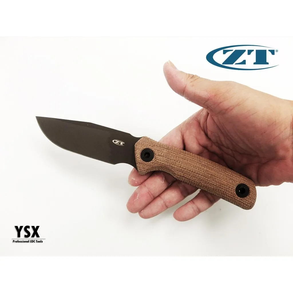 Zero Tolerance美國ZT直刀CruWear粉末鋼陶瓷塗層棕色Micarta握柄附皮鞘 ZT0004